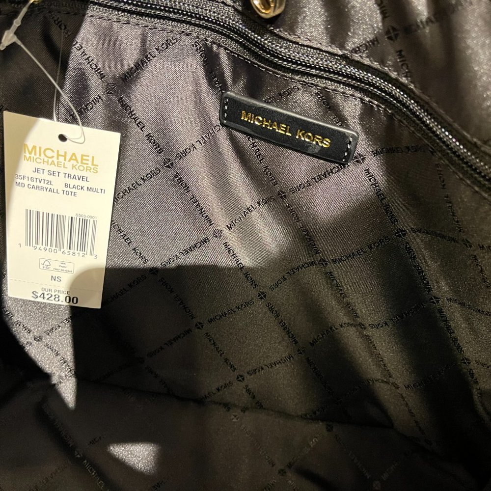 Michael Kors Graphic MK Exotic Logo Tote Blk Multi - Picture 10 of 10